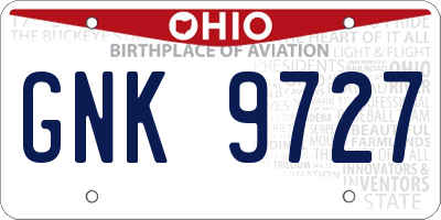 OH license plate GNK9727