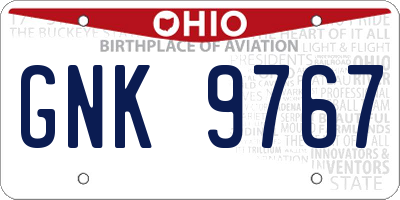 OH license plate GNK9767