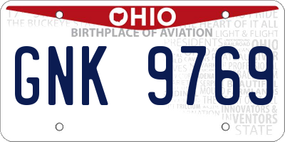 OH license plate GNK9769
