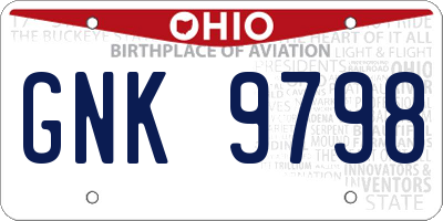 OH license plate GNK9798