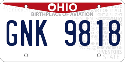 OH license plate GNK9818
