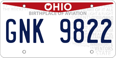 OH license plate GNK9822