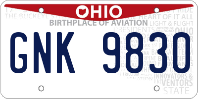 OH license plate GNK9830