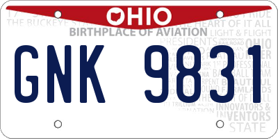 OH license plate GNK9831