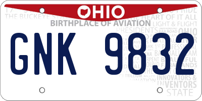 OH license plate GNK9832
