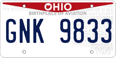 OH license plate GNK9833