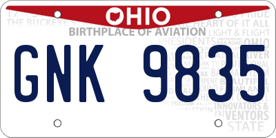 OH license plate GNK9835