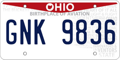 OH license plate GNK9836