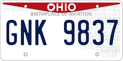 OH license plate GNK9837