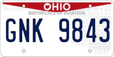 OH license plate GNK9843