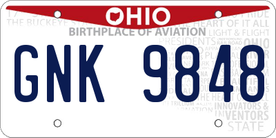 OH license plate GNK9848