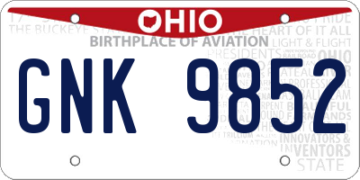 OH license plate GNK9852