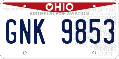 OH license plate GNK9853