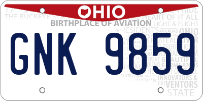 OH license plate GNK9859