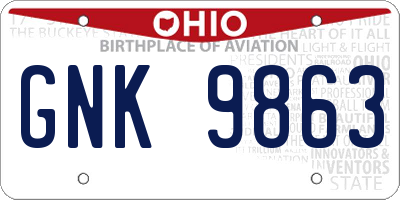 OH license plate GNK9863
