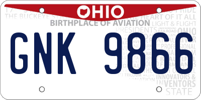 OH license plate GNK9866