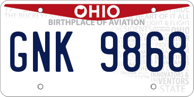 OH license plate GNK9868