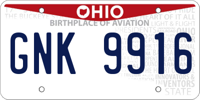 OH license plate GNK9916