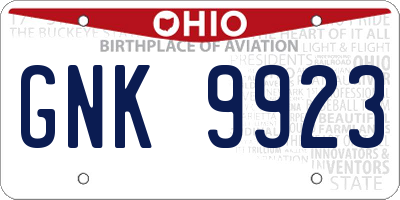 OH license plate GNK9923