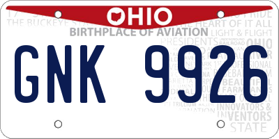 OH license plate GNK9926