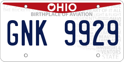 OH license plate GNK9929