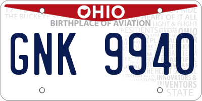 OH license plate GNK9940