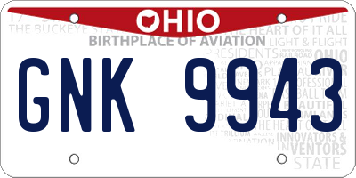 OH license plate GNK9943