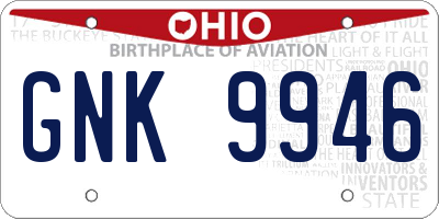 OH license plate GNK9946
