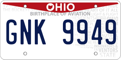OH license plate GNK9949