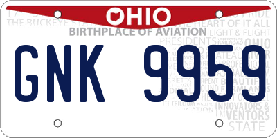 OH license plate GNK9959