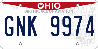 OH license plate GNK9974