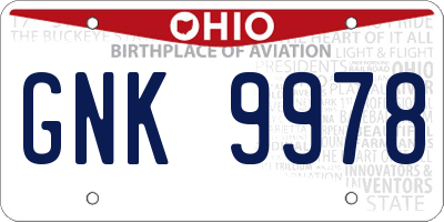 OH license plate GNK9978
