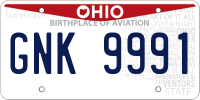 OH license plate GNK9991