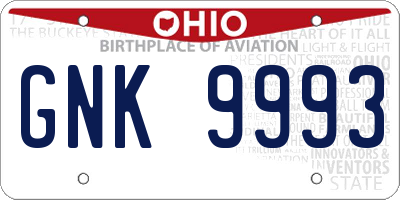 OH license plate GNK9993