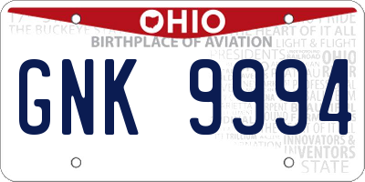 OH license plate GNK9994