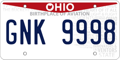 OH license plate GNK9998
