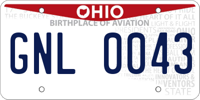 OH license plate GNL0043