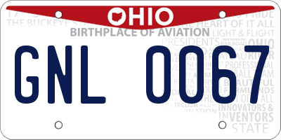 OH license plate GNL0067
