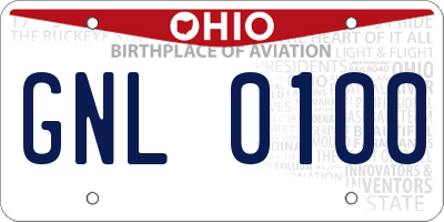OH license plate GNL0100