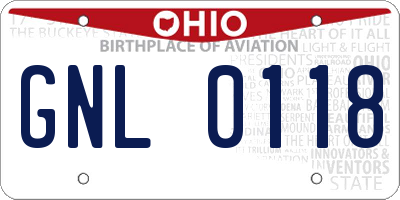 OH license plate GNL0118