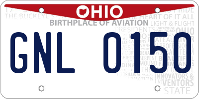 OH license plate GNL0150