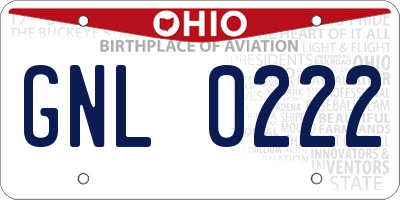 OH license plate GNL0222