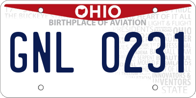 OH license plate GNL0231