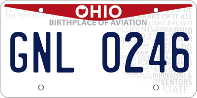 OH license plate GNL0246