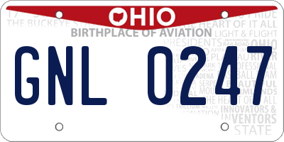 OH license plate GNL0247