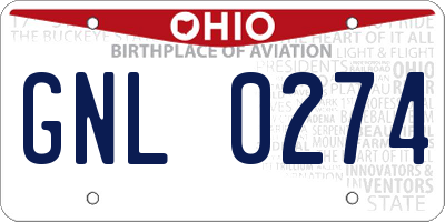 OH license plate GNL0274