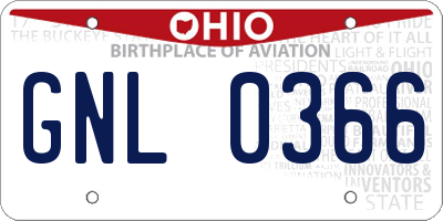 OH license plate GNL0366