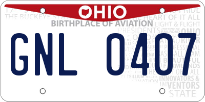 OH license plate GNL0407