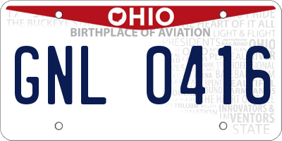 OH license plate GNL0416