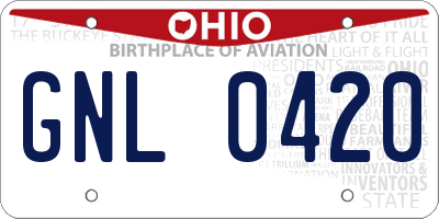 OH license plate GNL0420